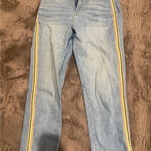Jeans with side rainbow stripe